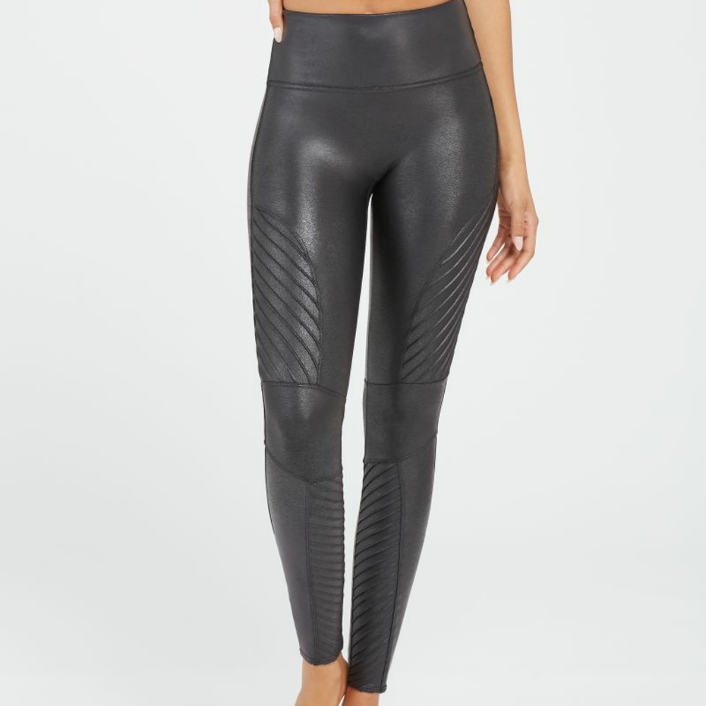 Spanx LIKE NEW Faux Leather Moto Leggings